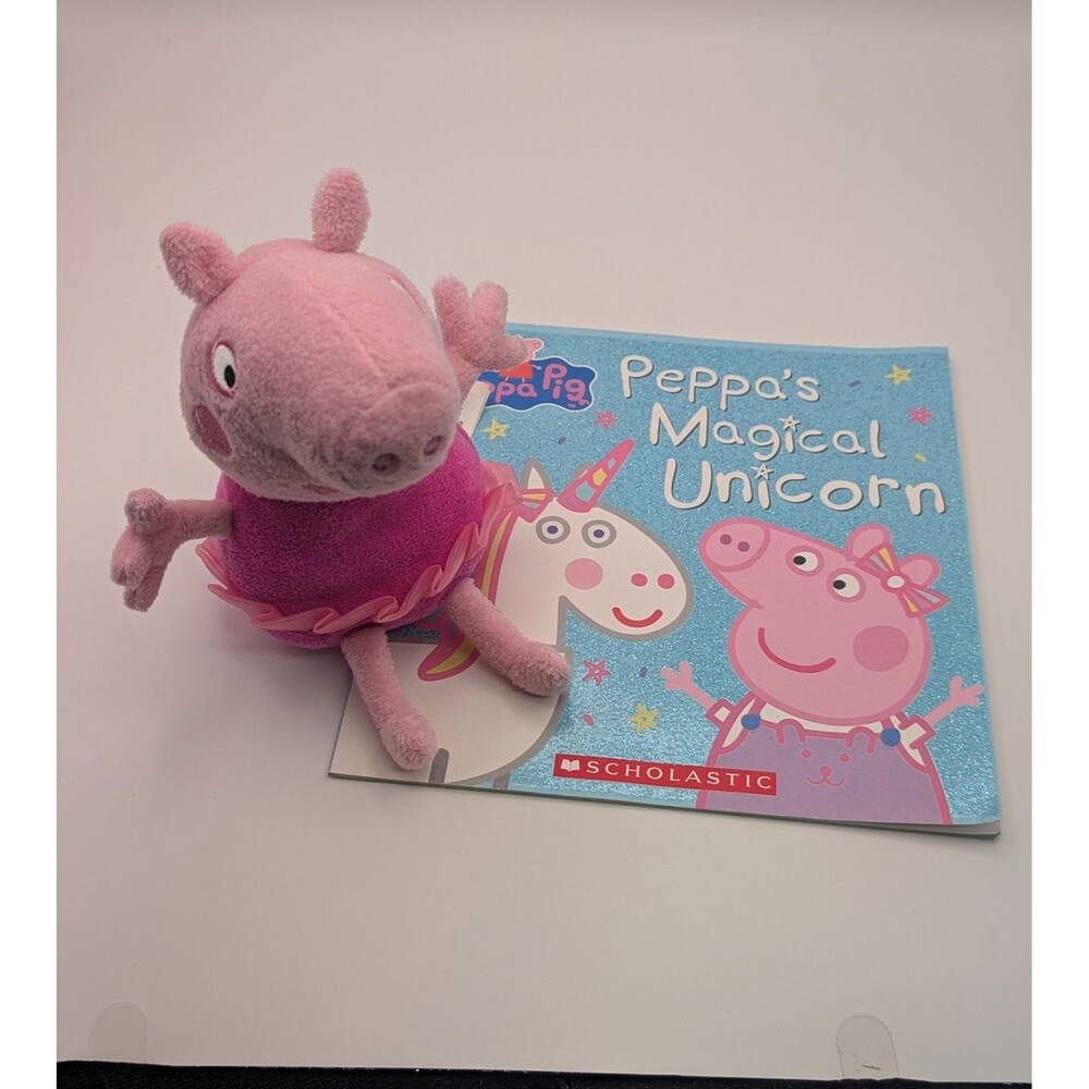 Peppa Pig Plush & Book Lot Ballerina 8" Stuffed Animal Tutu Magical Unicorn